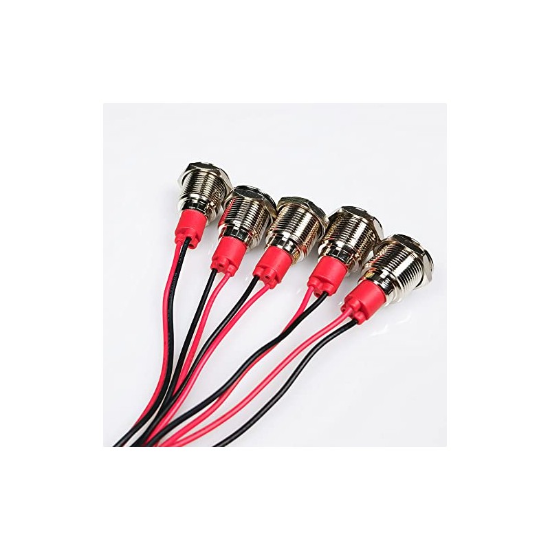 Gebildet 5pcs 12mm LED Metal Indicator Light AC/DC 12-24V Waterproof