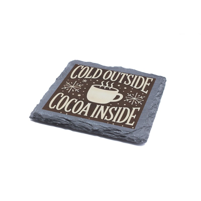 Cold Outside Cocoa Inside Slate Coaster – Winter Hot Cocoa