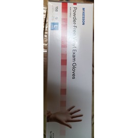 McKesson Clear Powder-Free Vinyl Exam Gloves, Size Large 150/Box