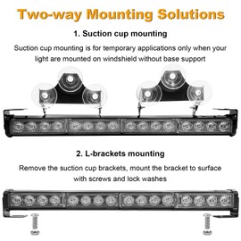 2 in 1 32 Inch 12-24V LED Emergency Strobe Lights for Trucks Vehicle Car Directional Warning Bar Plow Flash Traffic Safety for Rear Window Wiring Kit Cigar Lighter Installing(White Amber)