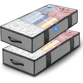 Unterbett Aufbewahrungsbox- Unterbettkommode 2 Stück 90 - Aufbewahrungstasche mit Reißverschluss und Griff - Storage Bags - Für die Aufbewahrung von Kissen, Kleidung, Decken und Bettdecken