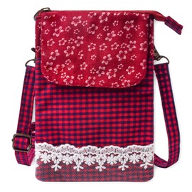 LassZone Small Crossbody Bags for Women Canvas Cell Phone Pouch Girls Purse Wallet Floral Pattern Hanbags Lightweight Shoulder Bag with Multi Pockets & Detachable Strap