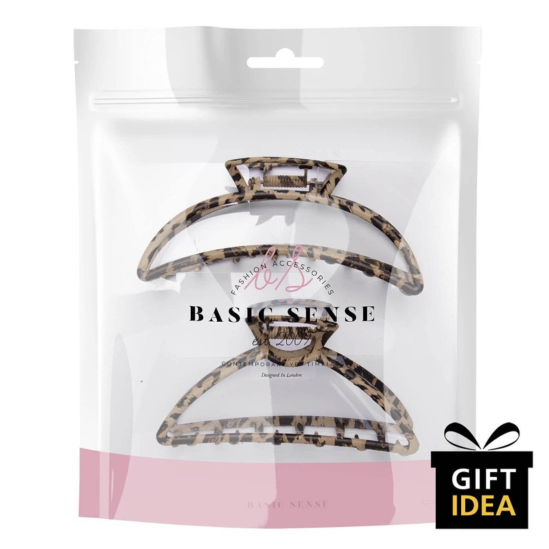 BasicSense A Pair of Leopard Print Hair Claw Set LightWeight