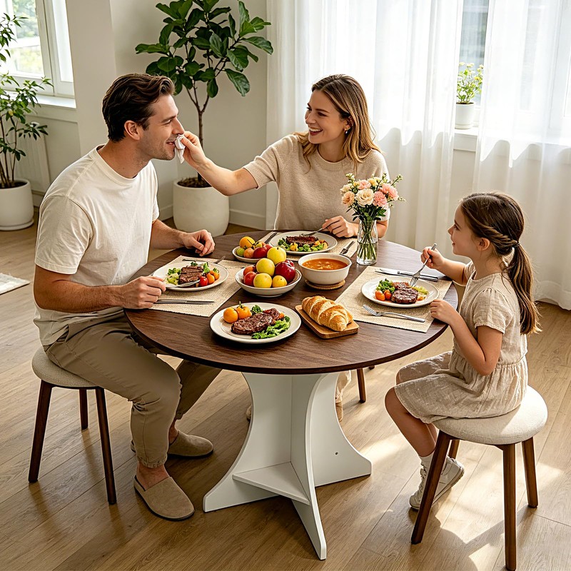 Lightdot 32" Round Dining Table Modern Circle Small Kitchen Table