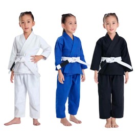 JUST YEARN Kids BJJ GI, Youth IBJJF Children’s Students Brazilian Jiujitsu Gi kimono Pre-washed Fabric Belt Not Included., Blue, M2