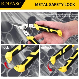 Tin Snips, Heavy Duty 8.5 Inch Straight Cut Snips with Sharp Chrome Vanadium Steel Blade, Aviation Metal Shears for Sheet Metal, Aluminum, Cardboard, and Cable