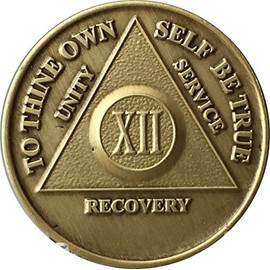 12 YEAR Bronze MEDT - AA Recovery Medallion / Coin - Anniversary or Birthday by MEDT