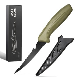 Swiss+Tech 7" Fillet Knife for Fish, Fishing Knife for Filleting and Boning, with Floating Foam Handle&Protective Sheath
