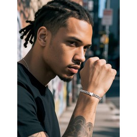 Richsteel Stainless Steel Miami Cuban Link Chain Bracelet for Men Women