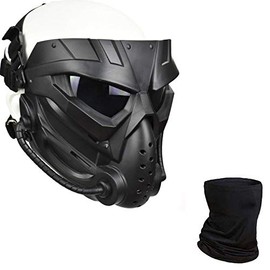 Jadedragon Tactical Airsoft Full Face Mask with Eye Protection for Airsoft Helmet Apply to Airsoft Paintball Cosplay Costume Party Hockeyï¼ZL Black Gray Lensï¼