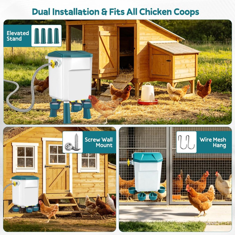 Meyoppm 2 Gallon Automatic Chicken Waterer with Precision Float Valve