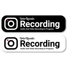 Isaac Trading STC-092 Dash Cam Recording Stickers, Waterproof, Weatherproof, English, Solid Color, Stickers, 5.0 x 1.3 inches (127 x 33 mm), Set of 2 Colors, For Cars (Black, White)