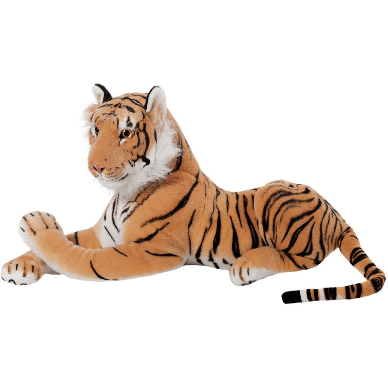 BRUBAKER Tiger Kuscheltier 45 cm - liegend Stofftier Plüschtier -