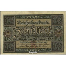 Prophila Collection Banknote German Reich Rosenbg: 63b, 8-digit control number used (III) 1920 10 mark (banknotes for collectors - no means of payment)