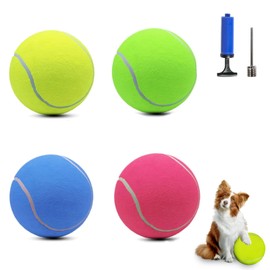 atbuym 4 Pack 9.5" Oversize Giant Tennis Ball Dog Tennis Ball Large Pet Chew Toy for Outdoor/Indoor Sports Dog Ball Gift with Needle