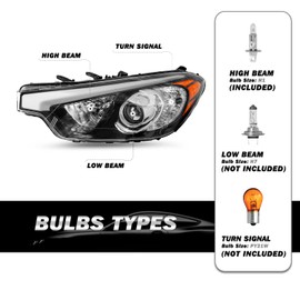 SOCKIR Halogen Headlight Assembly Fit for 2014 2015 2016 Kia Forte Headlamp, Forte Koup, Forte 5 Left Driver and Right Passenger Side, NOT Fits LED DRL Models