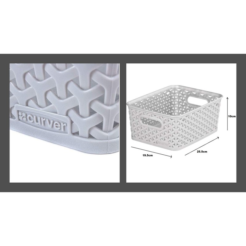 4 x Grey 8L Curver Basket