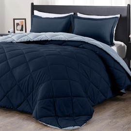 downluxe California King Comforter Set - Blue and Sapphire Cal King Comforter Set, Soft Bedding Sets for All Seasons - 3 Pieces - 1 Comforter (104"x96") and 2 Pillow Shams(20"x36")