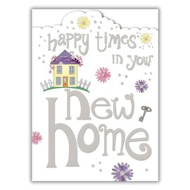 New Home Congratulations Card - Happy Times - Artistic Floral Design - Special Finishes - Made in the UK - Eco-Friendly