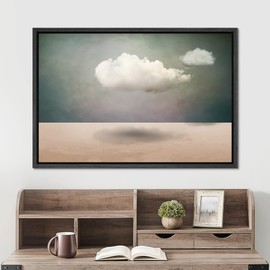 SIGNWIN Framed Canvas Print Wall Art Surreal Cloudy Sky Desert Landscape Fantasy & Sci-Fi Abstract Digital Art Modern Art Boho Decorative Whimsical for Living Room, Bedroom, Office - 24"x36" Black