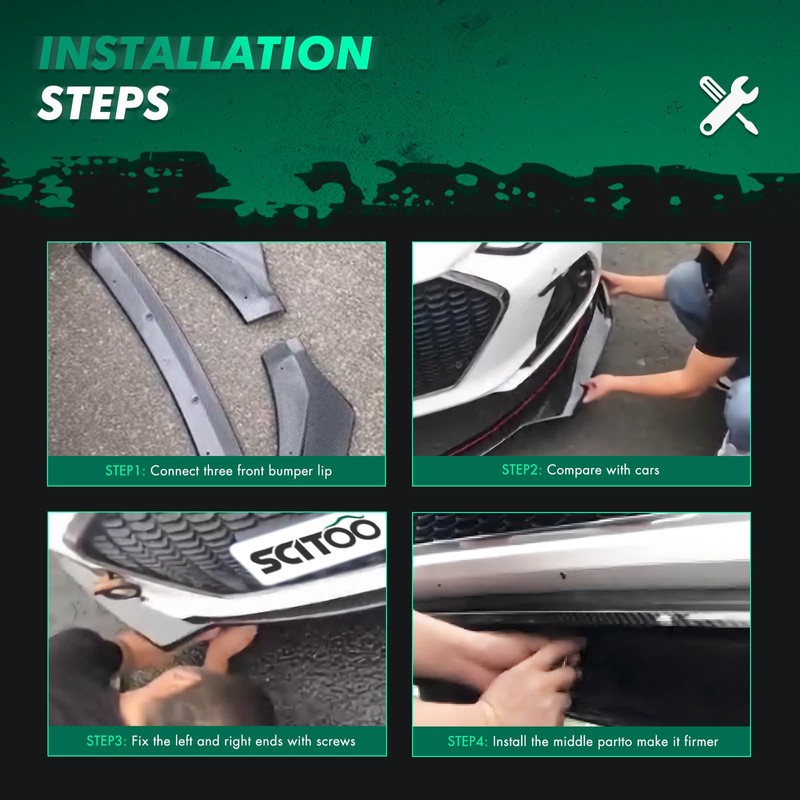 SCITOO Glossy Black Front Bumper Lip Fits for 2019-2021 for
