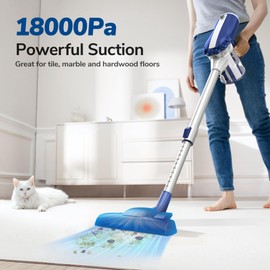 Hsoipn Stick Vacuum Corded, 18kpa Powerful Speedboost Stick Vacuum Corded, 6 in 1 & Telescopic Rod with 23ft Cord, 600w Power Lightweight Stick Vacuum, for Carpet Tile and Hard Floor