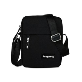 FuninCrea Mens Shoulder Bag Small Mens Crossbody Bag with 2 Pocket and Adjustable Shoulder Strap, Waterproof Cross Body Bag Men Mini Mens Messenger Bag with Zipper for Working Travelling (Black)