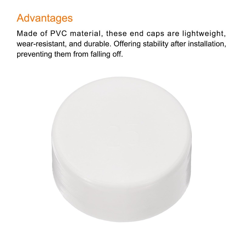 sourcing map PVC Tube Covers End Caps Pipe Inner PVC