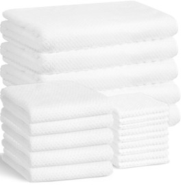 Mixweer 20 Pcs Towels Set Included 5 Bath Towels 5 Hand Towels and 10 Washcloths, Absorbent Quick Dry Colorful Coral Velvet Towel for Bath Shower Spa Hotel Bathroom Towel Set Gift (White)