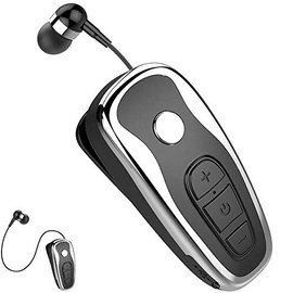 Retractable Wireless Headset Headphone V5.0 Stereo Wireless Earpiece Business Headphones Clip on Earbud Compatible with Smart Cell Phones Tablet Pad PC Laptop