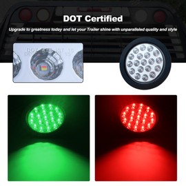 XtraGlow 4" Round LED Tail Lights Dual Revolution Red Stop Turn Tail Lights and Green as Auxiliary Color for Truck Trailer RV Jeep with Rubber Grommet and 3 Prong Wire Pigtails IP67 Waterproof