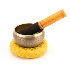 SANKAL - Tibetan Singing Bowl 7 Metals - Handmade Tibetan Meditation Singing Bowl Set with Accessories - Cushion, Clapper and Bag - Buddha and Mantra Engraving (10 cm)