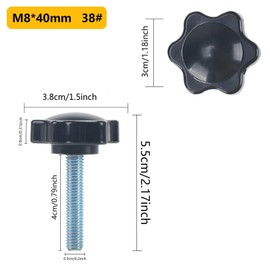 KINDPMA Pack of 12 Star Handle Screws Thumb Screw M8 x 40 mm Star Shape Plastic Clamping Head Screws with Handle, Star Head Screw for Machine Tools, Mechanical Devices, Furniture Decoration
