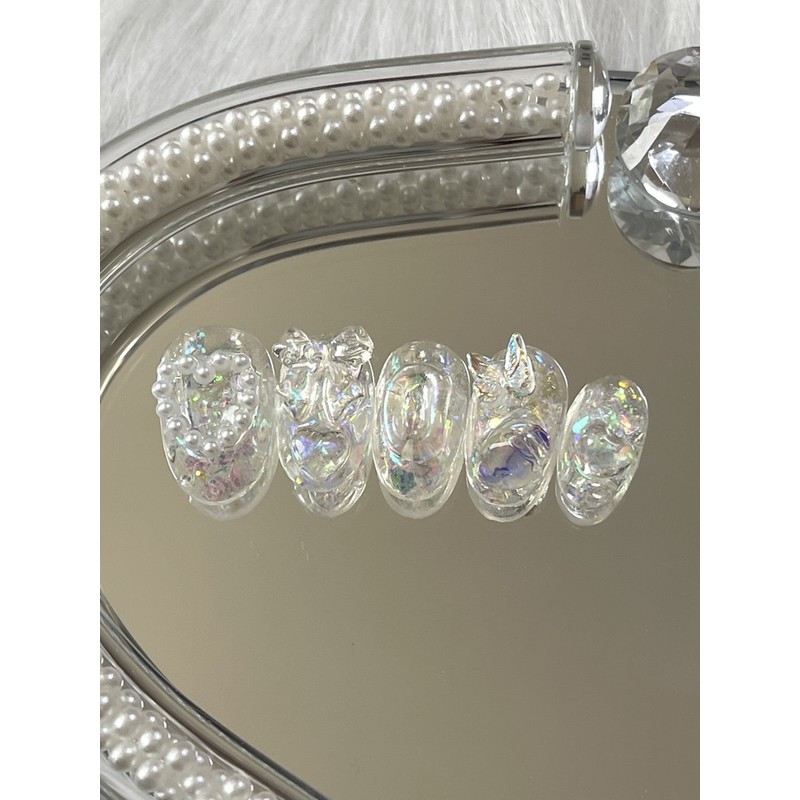 Clear Nocturne Handmade Nail Tips - Long Ballerina / 클리어녹턴