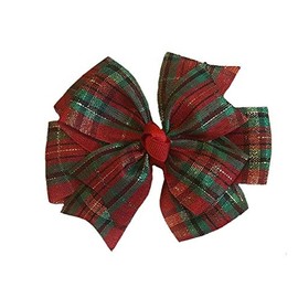 Christmas Plaid Pinwheel Hair Bow
