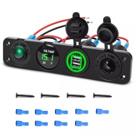 Nilight Charger Socket Panel 4 in 1 ON/Off Dual USB Socket Power Outlet LED