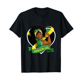 Jamaican Girl Black Melanin Jamaican Flag Jamaica Girl T-Shirt