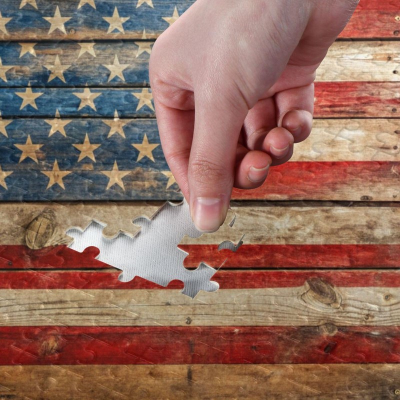 PDZRMY Rustic American Flag Board Jigsaw Puzzle for Adults 1000