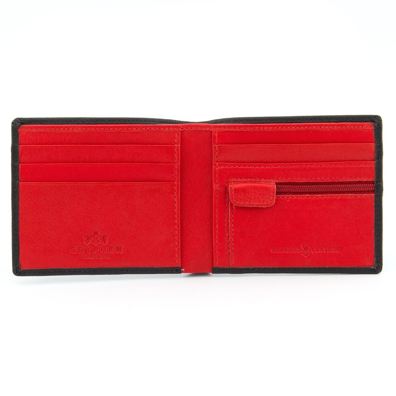 Gryphen Men's RFID Blocking Genuine Leather Wallet (Black/Red)