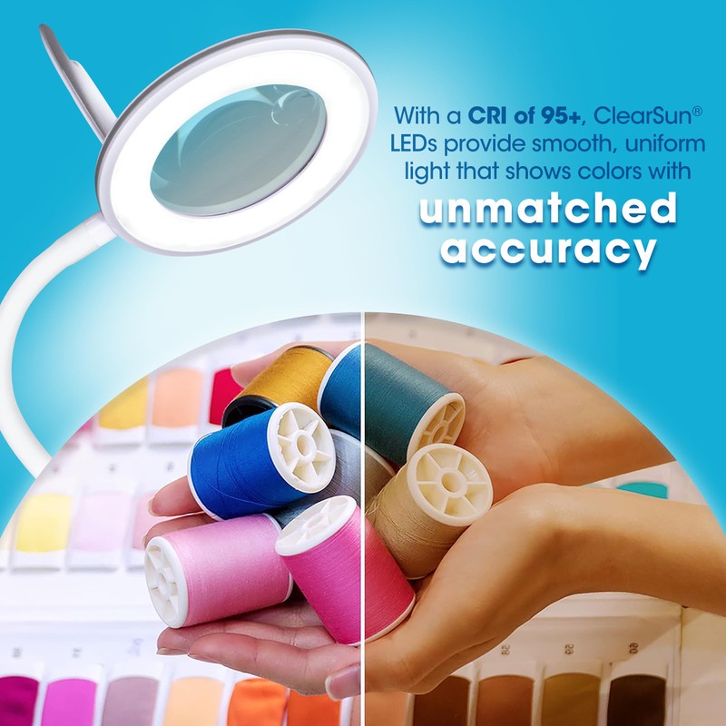 OttLite Lighted Magnifier Clip Lamp. Clearsun, White, Shipper