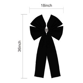 Meseey 36x18 Inches Extra-Large Christmas Tree Topper Bow Black Velvet Ribbon Gift Bows for Christmas Home Decor, Outdoor Indoor Car Decoration (Black)