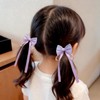 【2 個セット】子供用 蝶々リボン ヘアゴム パープル 可愛い サテンリボン キッズ ヘアアクセサリー 滑り止め