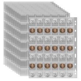 12 Sheets Coin Collection Accessory Pages, Coin Collection Book Album Protective Covers with Standard 9 Hole for Coin Binders, Currency Holder, Storage for Pennies, Quarter Coins, Stamps (42