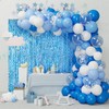 Maxqzin 2Pack Foil Fringe Curtains Tinsel Curtain Backdrop Wavy Blue
