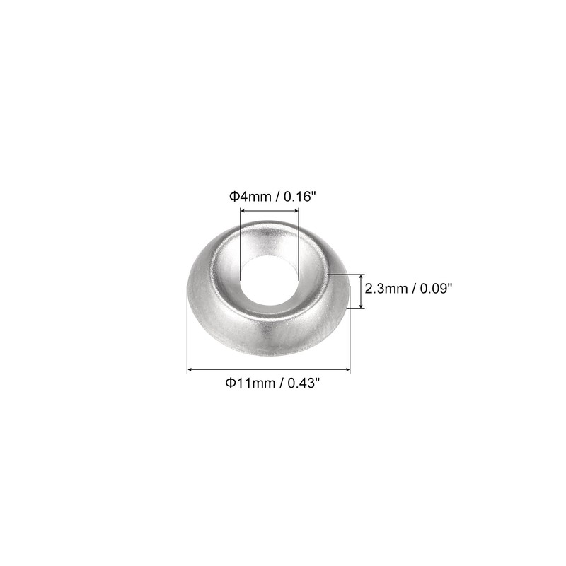 sourcing map Pack of 100 Washers Countersunk Head #6 304