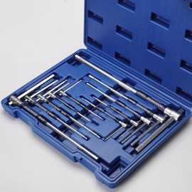 JIOGOWISE 10PCS Metric 3-Way T-type Hex Wrench Set,T-handle Sliding Top with Spinning Sleeve Allen Key Wrench Kit, for Auto, Bicycle, Moto (Carry Box)