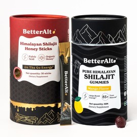 Christmas Exclusive Duo | BetterAlt Shilajit Cinnamon Honey Sticks & Mango Gummies | Himalayan Superfood | Lab-tested for Purity | Supports Energy Levels | 1 Month Pack Each