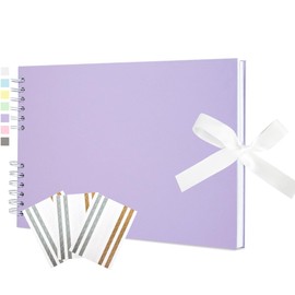 Hiwhy Scrapbook Memory Book with 20 Sheets White Pages 11.5x8.5 Inch DIY Album Set with Corner Stickers for Baby Shower Birthday Wedding Travelling, Purple