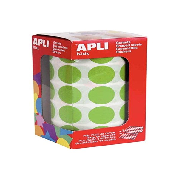 APLI 16724 Round Stickers on a Roll Light Green Dimension: 20 mm