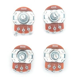 harpfeas 4PCS Guitar Large Potentiometer Audio Volume Taper Pots for Electric Guitar or Bass Guitar (Long 18mm Shaft A500K B500K)